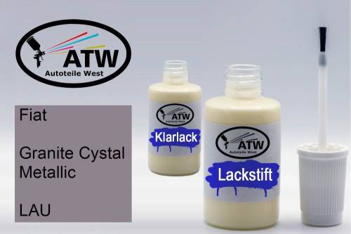 Fiat, Granite Cystal Metallic, LAU: 20ml Lackstift + 20ml Klarlack - Set, von ATW Autoteile West.